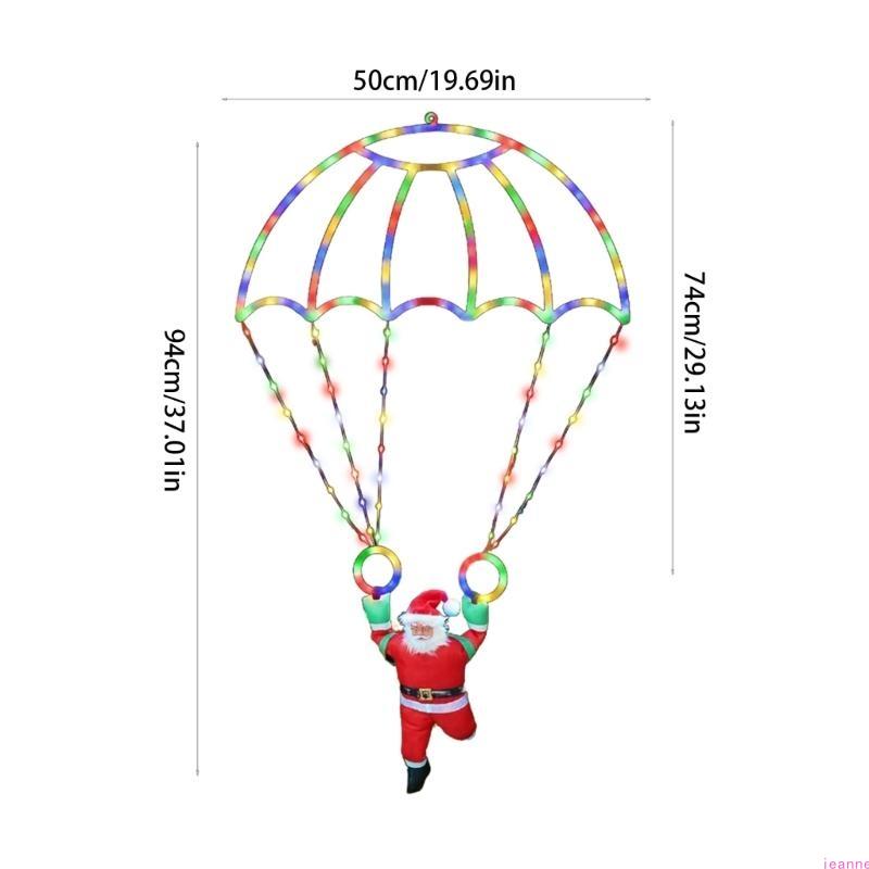 Christmas Santa Parachute Hanging Light Waterproof Roof Decoration Lights Holiday Party Lighting String Decorative Lamp