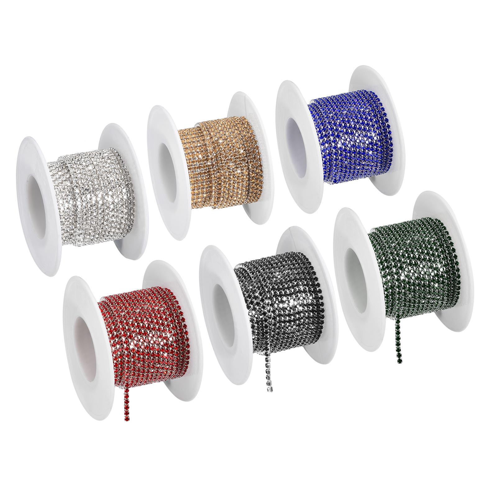 

6 рулонов 33 ярда 2 мм хрустальная стразовая плотная цепочка, пришивная хрустальная стразовая цепочка для шитья, рукоделия, украшения для вечеринок