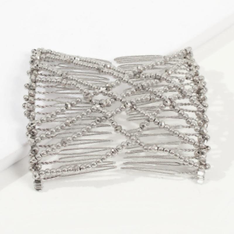 Peigne Magique Vintage Double Pince Extensible Épingles à Cheveux Perles pour Coiffure Femme