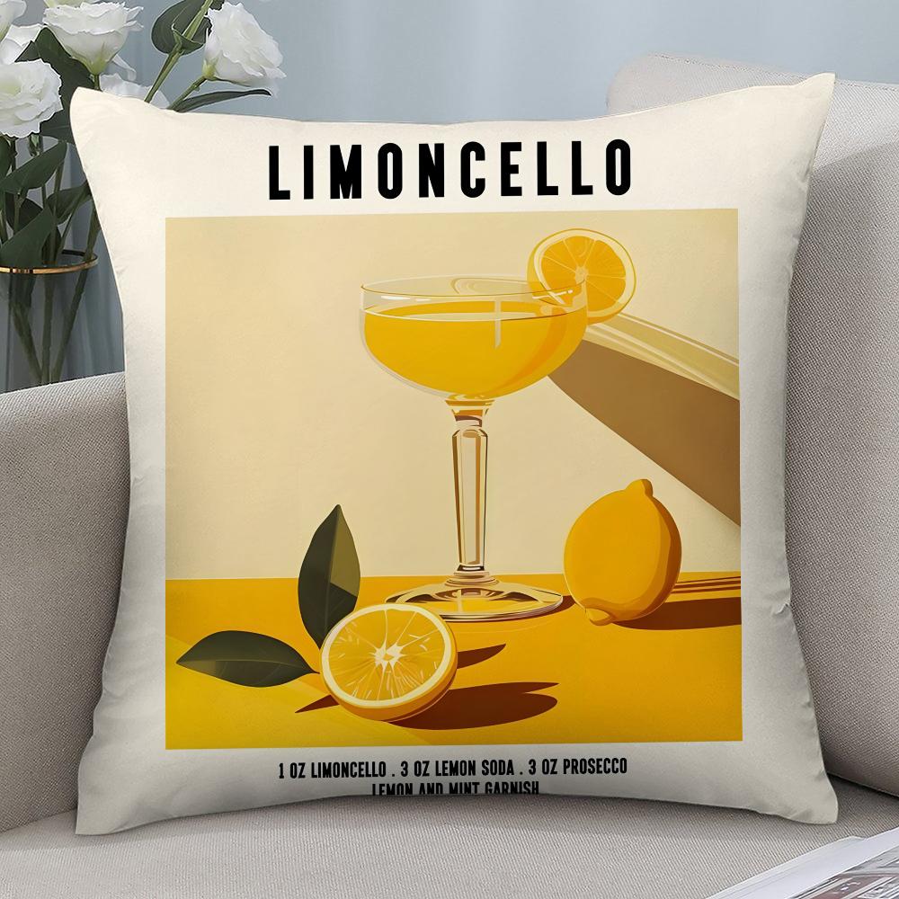 Limoncello Cocktail Pillow Case 3D Print Polyester Fiber 40*40 cm Home Sofa Throw Pillow Cover Decoration Festival Gift