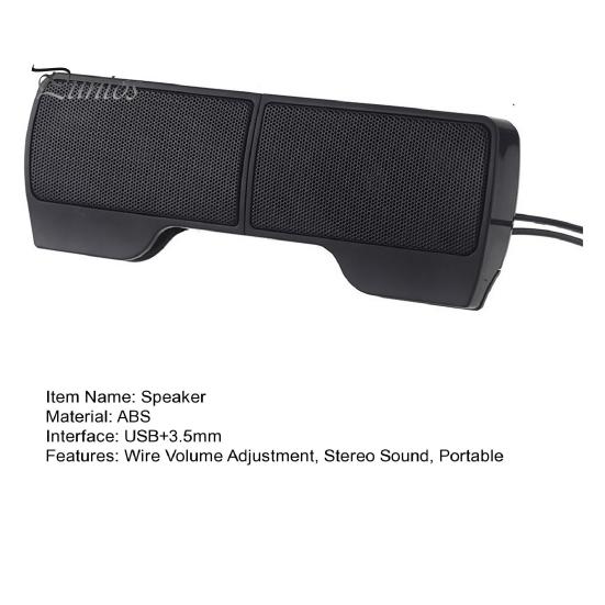 Stereo Sound Speaker Clip Computer USB 3.5MM Wire Volume Adjustment Noise Reduction Portable Mini Laptop Desktop PC Box Subwoofer Drive Technology