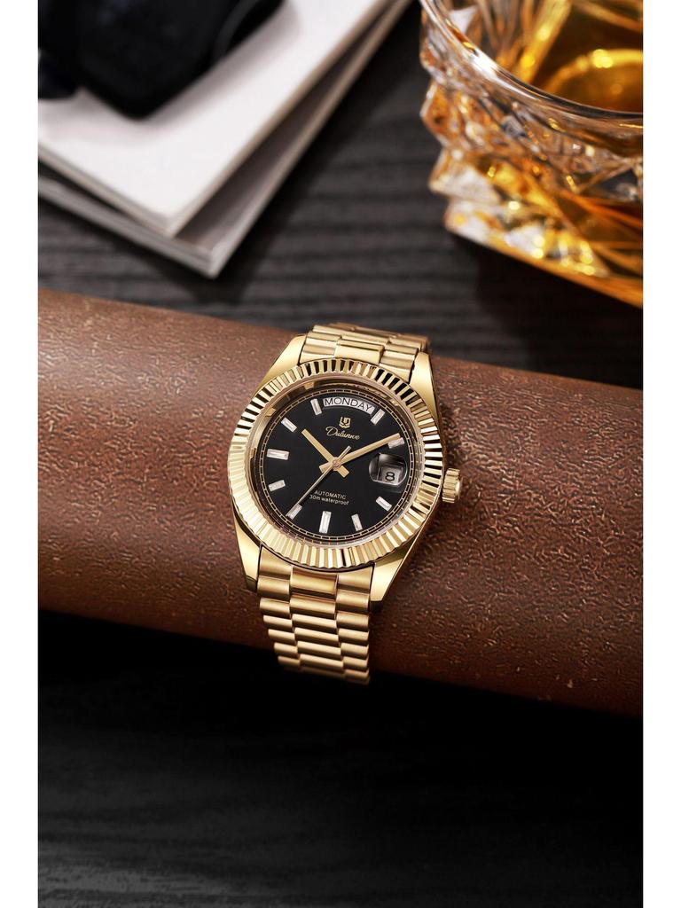 Durenwei 25 Gold Double Date Automatic Men's Waterproof Business Watch