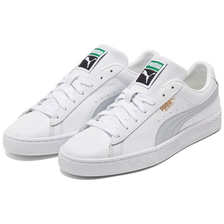 PUMA Basket Classic 21 Unisex White Grey Low Top Sneakers Minimalist 374923-12
