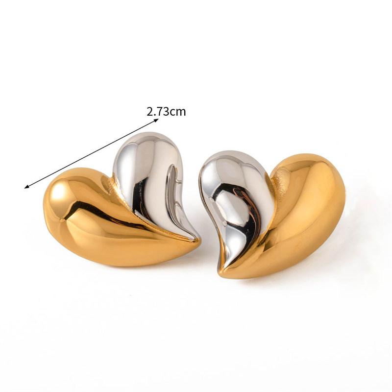 Stainless Steel Chic Love Heart Hoop Earrings for Women Fashion Charm Gold Color Gloss Metal Trendy Jewelry for Women Bijoux