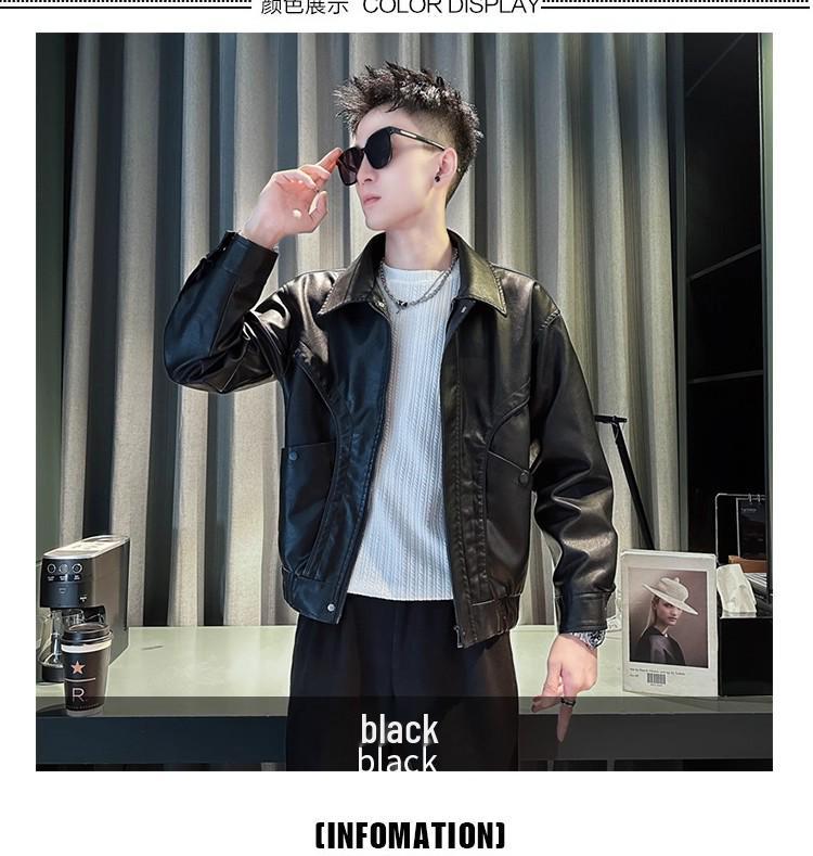 Trendy Men's PU Leather Jacket: Stylish Street Style, Autumn/Winter 2025 Collection, High-End Feel