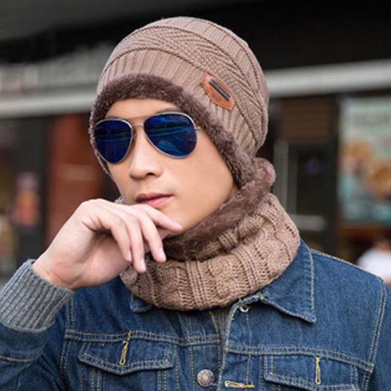 Men's Thick Plush Wool Winter Hat: Korean-Style, Warm Knit for Outdoors & Cycling