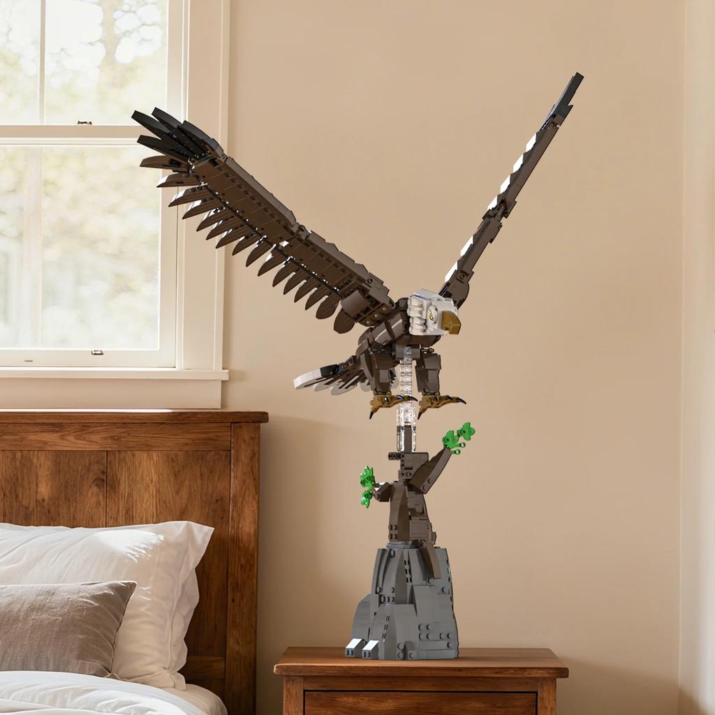 Non-Toxic 1060Pcs Bald Eagle Building Blocks Soaring Eagle Animal Model Bricks Creative Desktop Ornaments Kids Diy Toy Holiday Gifts