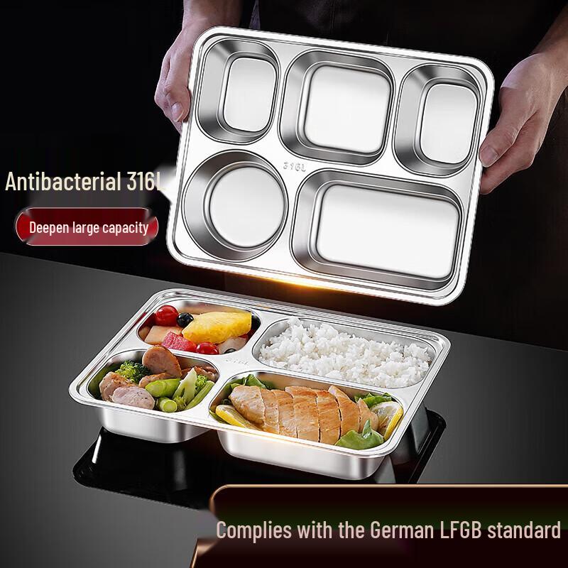 

BINGYAO 316L Stainless Steel 5-Compartment Lunch Plate