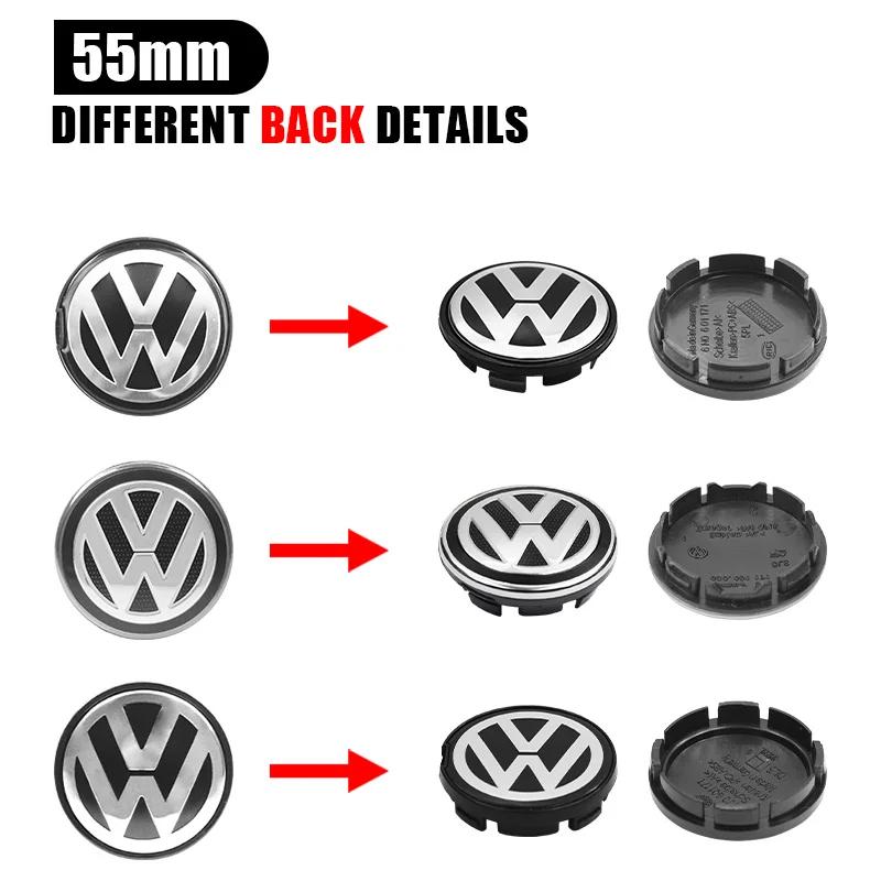 4Pc 55mm 56mm 60mm 65mm Car Wheel Center Hub Cap Rim Cover Stickers For Volkswagen VW GTI R-Line R Polo T5 Golf Passat Scirocco
