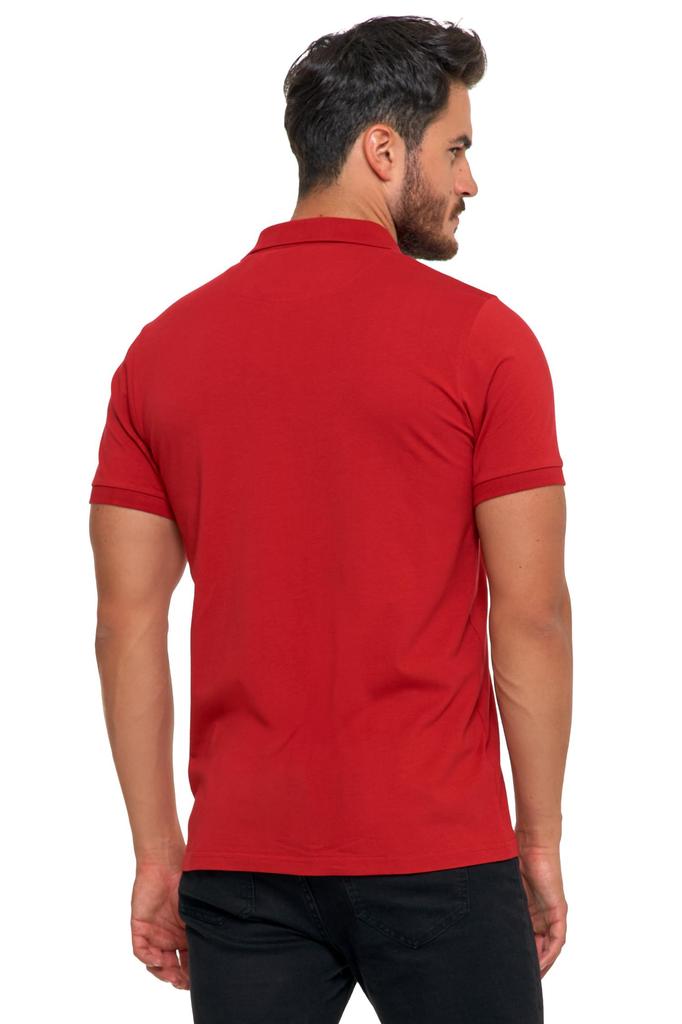 Men's Cotton Polo Shirt with Collar MORAJ M Burgundy