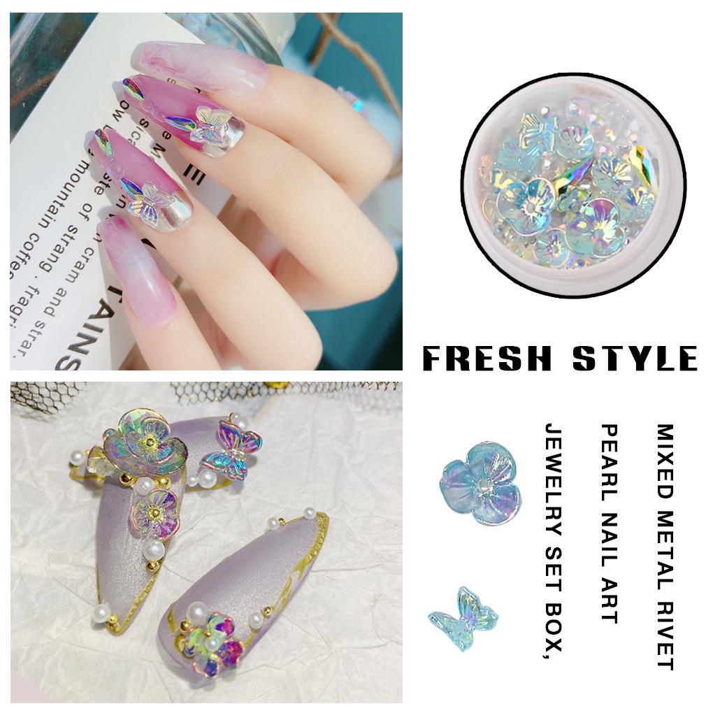 Nail Art Crystal Flower Shining Rhinestone Pearl Nail Sequin Rhinestone Manicure Decoration