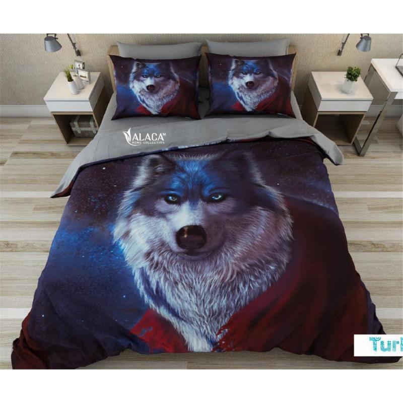 3D Three-Piece Animal Print Wolf Series Quilt Cover Digital Printing