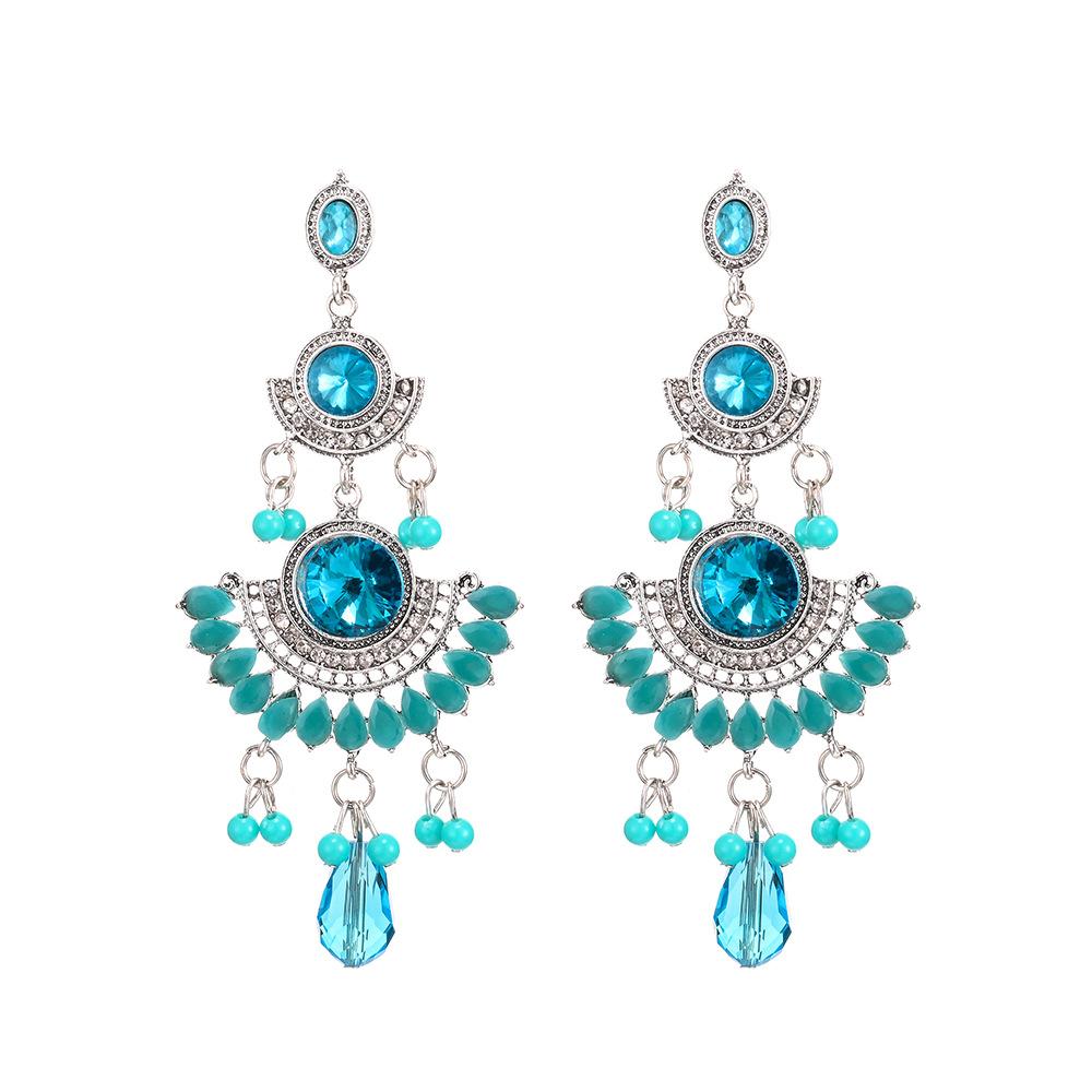 Retro Tassel Earrings Rhinestone Ear Drop Jewelry Ethnic Bride Accessories