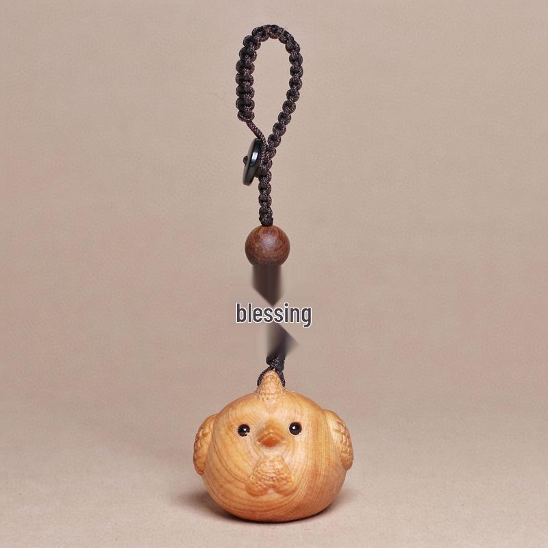 Cliff Cypress Zodiac Keychain Wood Carving Pendant Charm