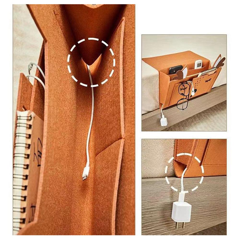 Felt Bedside Storage Bag Cartoon Bedside Organizer Sofa Bed Book Phone Remote Control Hanging Storage Bag Couch Holder Pocket