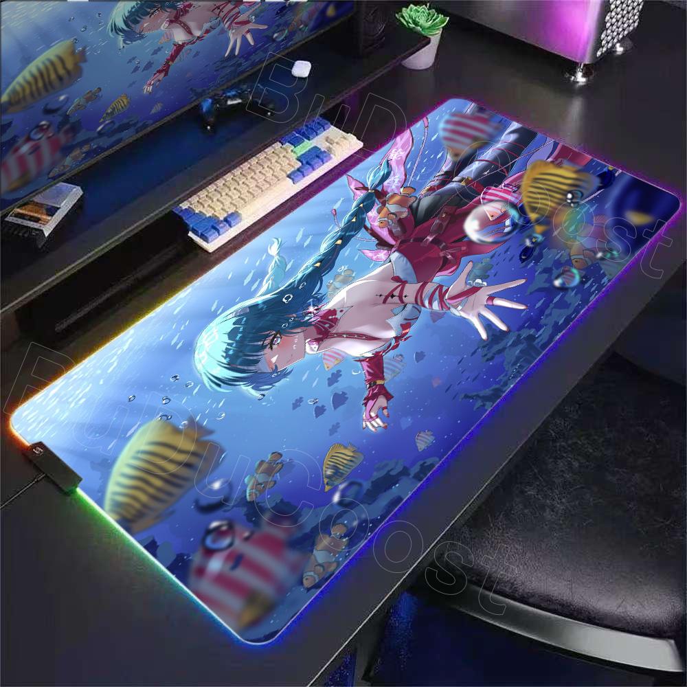 New Red Girl Wuthering Waves Phrolova Mouse Pad Anime Gaming Mouse Pad RGB Desk Mat Natural Rubber Desktop XXL Decorative Carpet