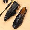 Fashion Men's Shoes Genuine Leather Luxury Crocodile Pattern Business Casual Shoes Men Loafers Mocassins Men's Dress Shoes High-quality