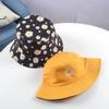 Summer Daisy Double-Sided  Bucket Hats Women's Embroidery Hip Hop Panama Bob Caps Folded Beach Sun Fisherman Hat For Ladies
