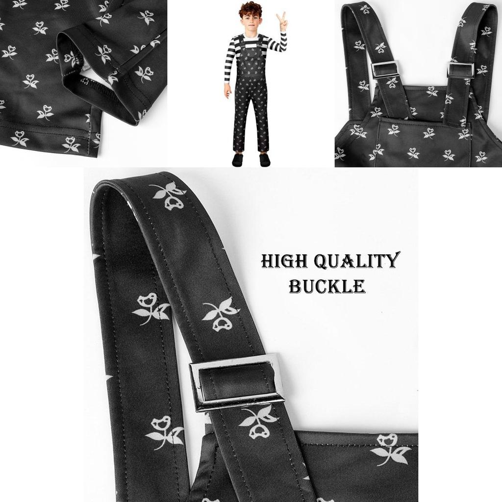 Wednesday Addams Cosplay Costume For Boys Girls Kids Overalls Halloween Xmas Party