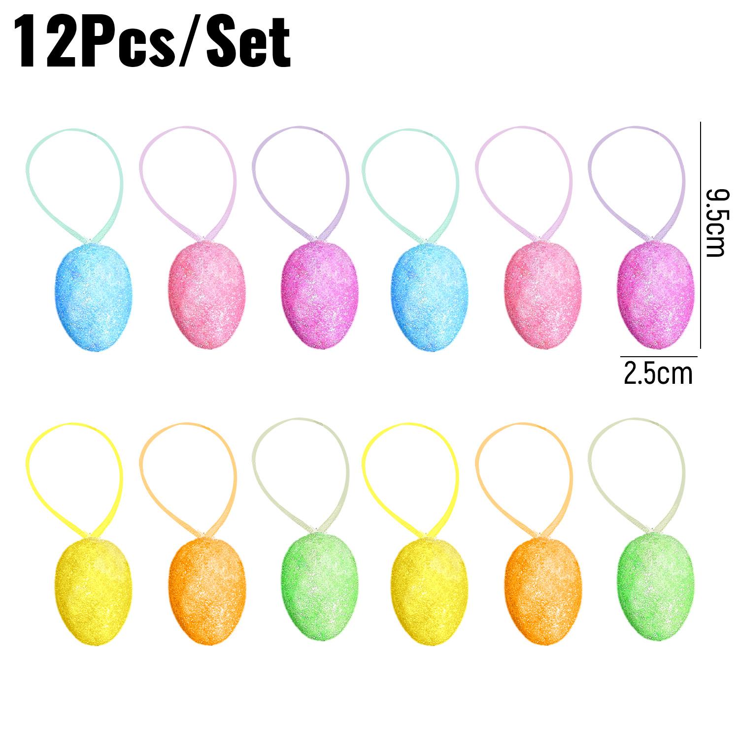 

120/12pcs Colorful Foam Easter Eggs with Ropes Multicolors Gold Powder Simulation Eggs for Party Decoration Kids Toy Supplies 12pcs- (1 Set)