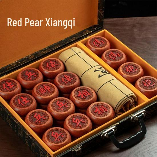 Solid Wood Chinese Chess Set: Large Carved Design, Perfect Gift for Seniors with Premium Gift Box