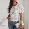 Plus Size Women S Polka Dot Print Short Sleeve Ruffle Sleeve T Shirt
