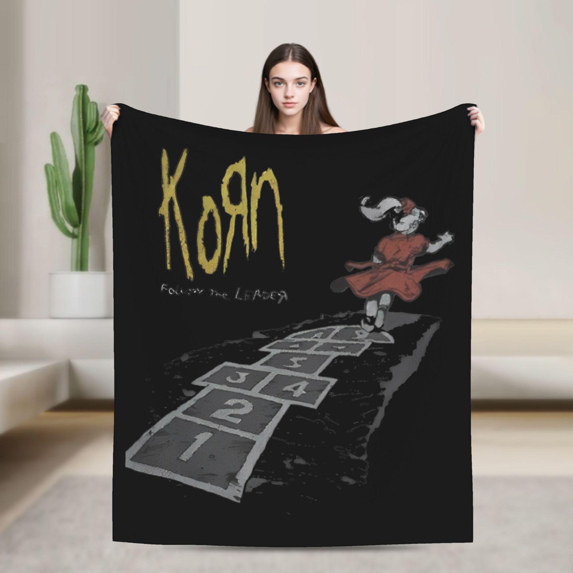 

Korn Nu Metal Doll Knitted Fashion Blanket Coral Fleece Graffiti Music Korn Art Lightweight Thin Throw Fashion Blankets Bedspreads Portable 75x90cm