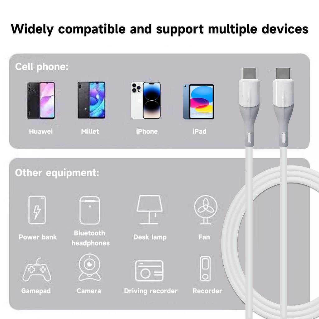 USB Type C Unbreakable Silicone Phone High-speed Data Line Compatible with Xiaomi Redmi and Other Smartphones Charging Cable