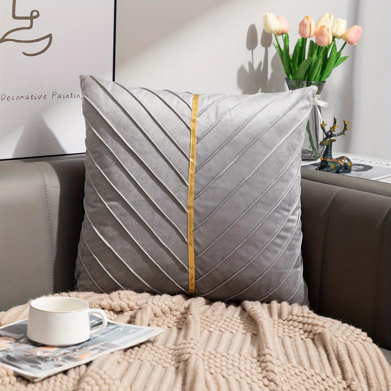 

1 шт., тисненый золотой бархатный квадратный чехол для подушки - мягкая и роскошная подушка для дома, спальни, автомобиля и гостиной, 18*18 дюймов 450mm*450mm серый