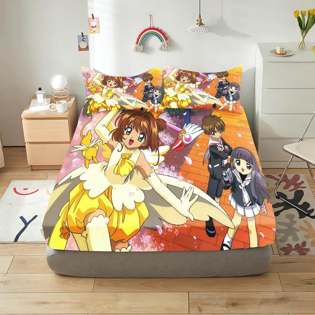 Cardcaptor Sakura Cartoon Fitted Sheet Cover For Teenager, Elastic Bedding, Cute Digital Printing Sheets, Bedding Children