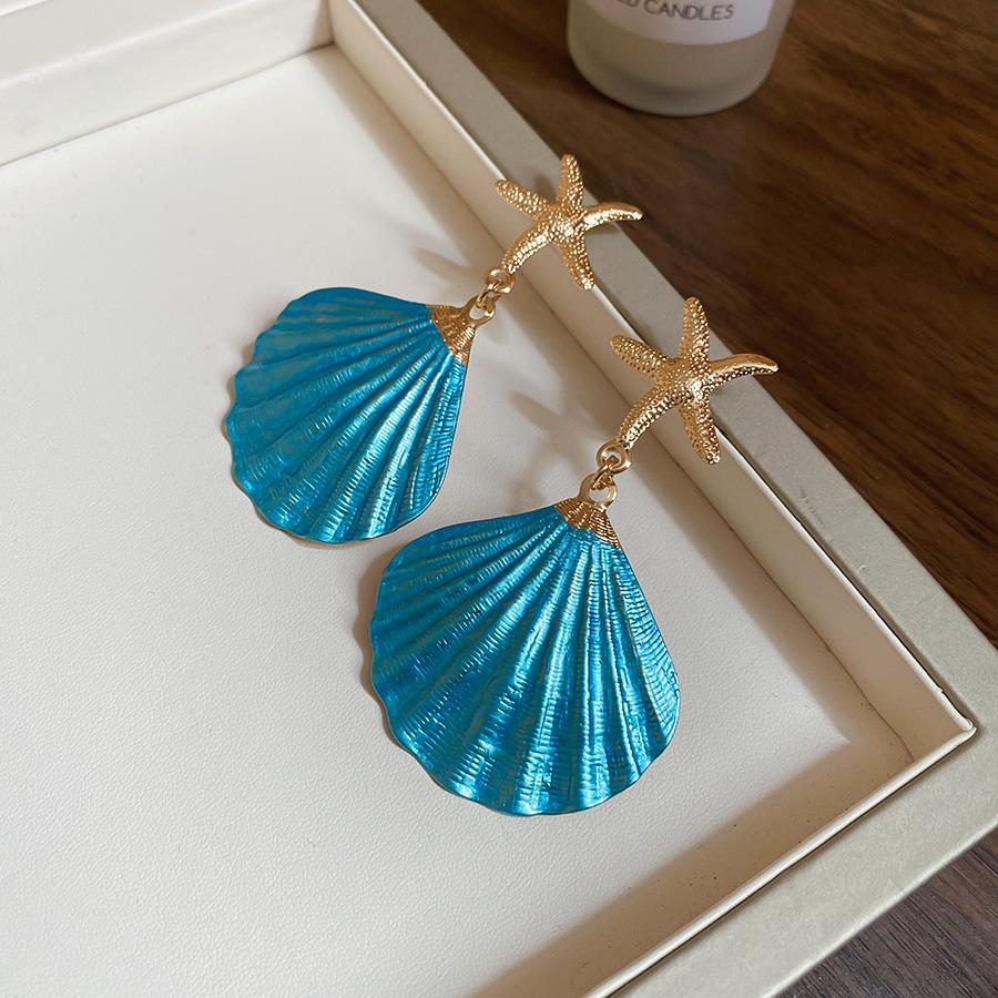 New Bohemia Cute Marine Starfish Shells Dangle Earring for Women Charm Fashion Summer Beach Vacation Jewelry Accessories Gifts