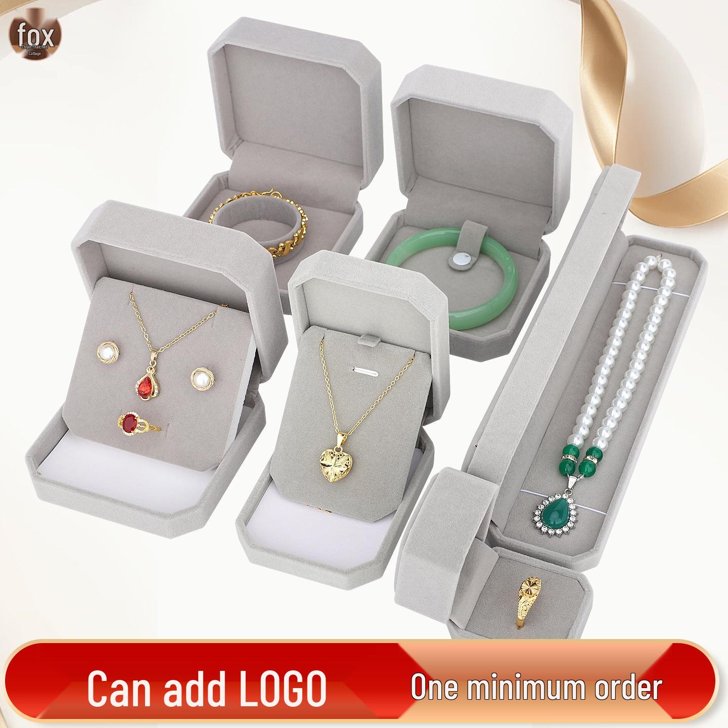 Velvet Gray Octagonal Jewelry Box Set for Rings, Pendants, Bracelets, & Necklaces 03259: Large Pendant Box; New Octagonal
