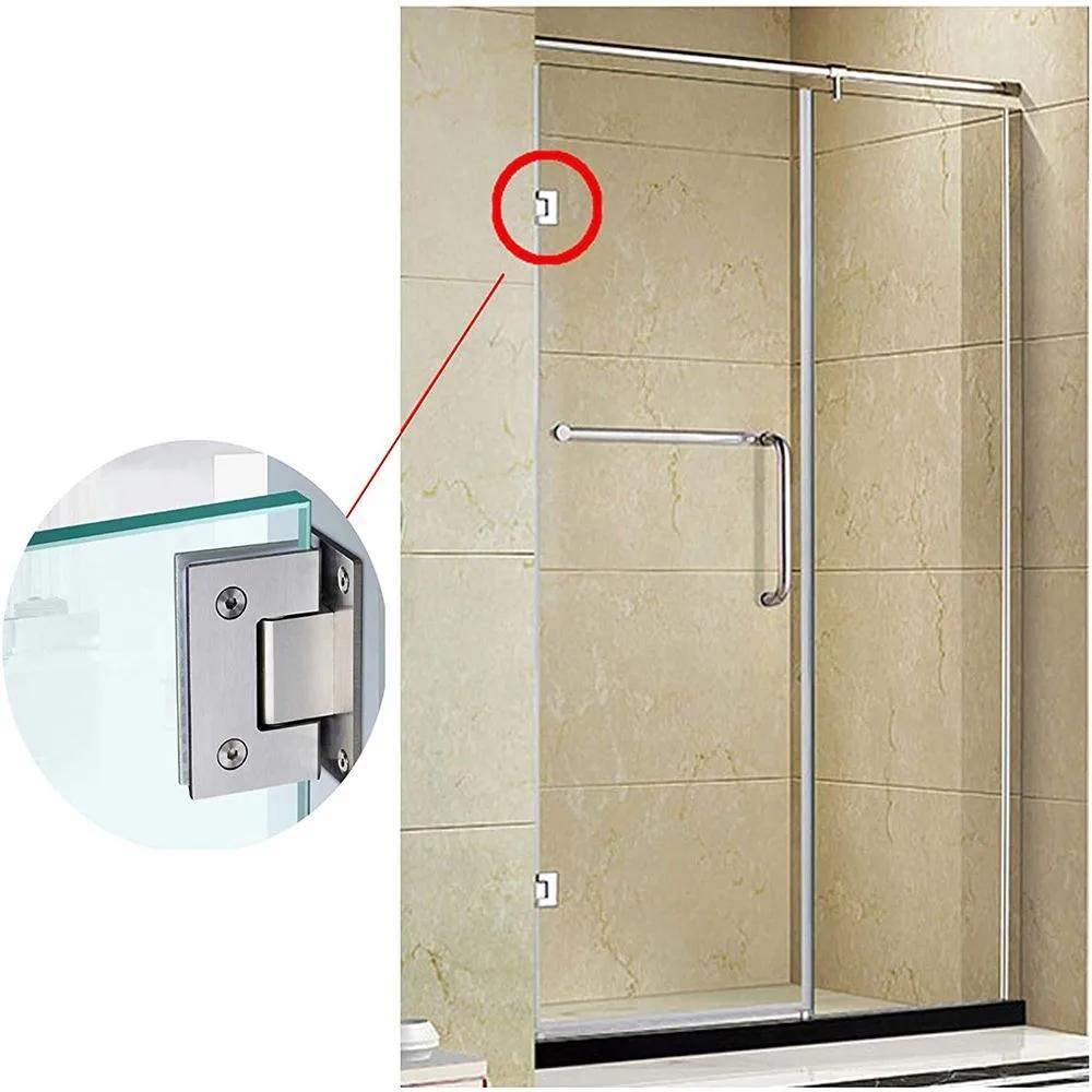 Professional Stainless Steel Glass Door Hinge Silver 135 180 Degree Bathroom Clip Frameless Flat Fixtures Household