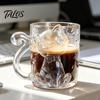 Cartoon-Katze Trinkglasbecher, Isolierter Glas-Kaffeebecher, mit Katzen-Schwanz-Griff-Design, Transparenter Becher für Heiße Kalte Getränke