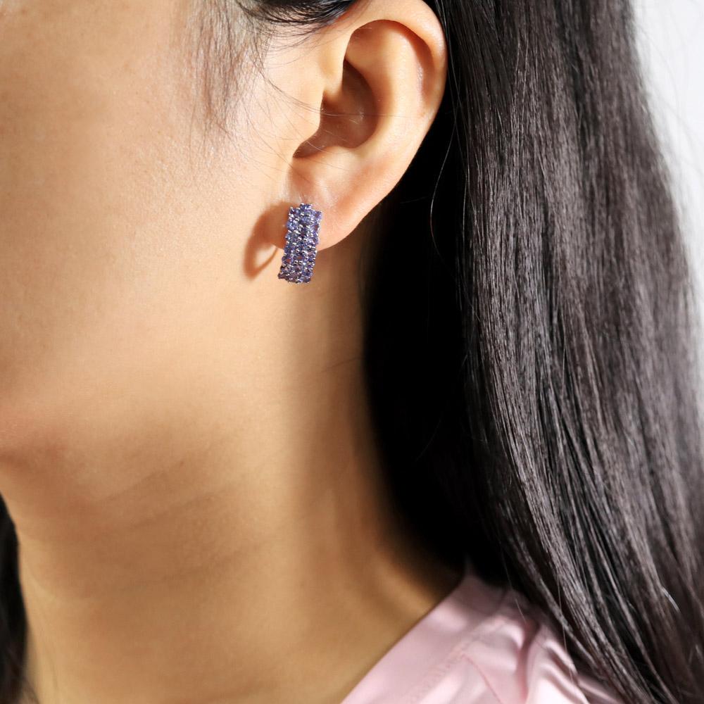 Classic design natural blue Tanzanite Clasp Earrings S925 silver atural gemstone jewelry fine jewelry precious gift for women