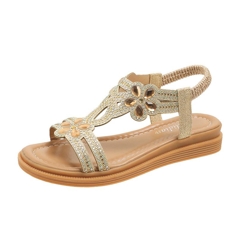 Fashion Summer New Bohemian Women Lightweight Flat Sandals Ladies Soft Bottom Slip-on Beach Sandals Women's Casual Sandals Plus Size