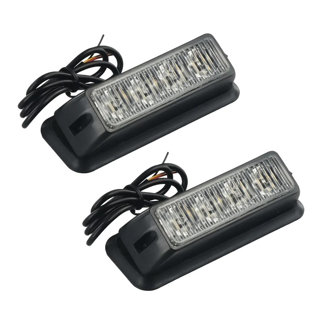 LED Car Flash Light Be Seen in Any Situation 2 x 12 24V 4 LED Orange Amber Light Lamp Recovery Flashing Breakdown Strobe Grill