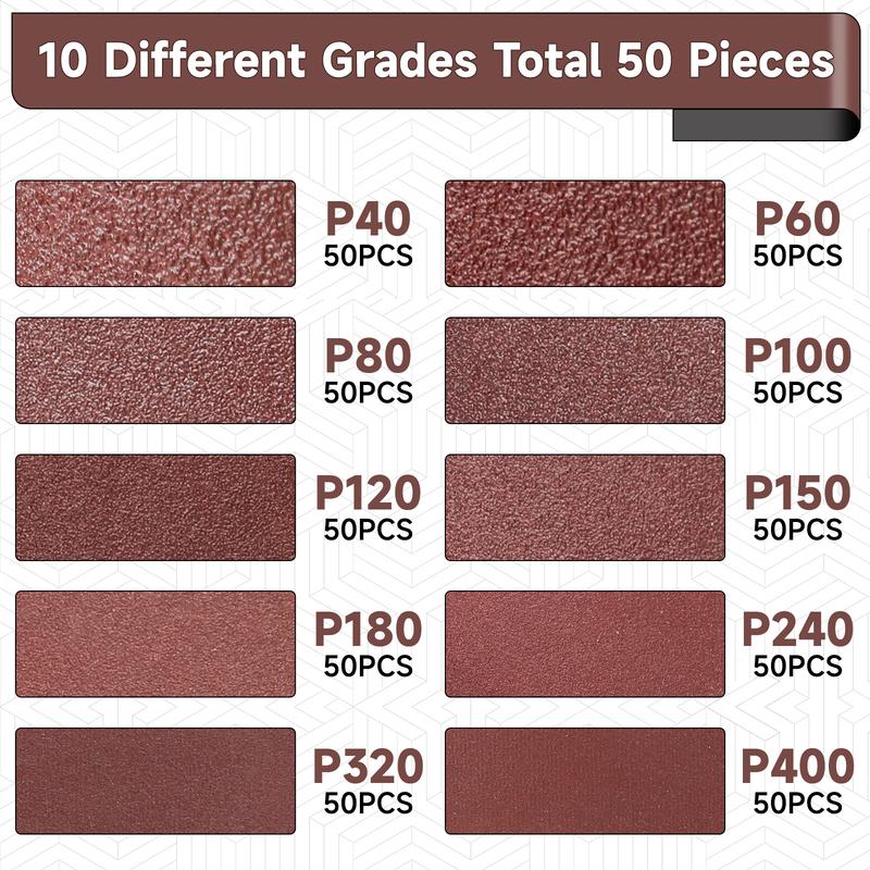 50PCS 13X457mm Sanding Belts, 40-400 Grits 1/2' X 18' Aluminum Oxide Abrasive Belts for Air Belt Sander Welding Spot Grinding