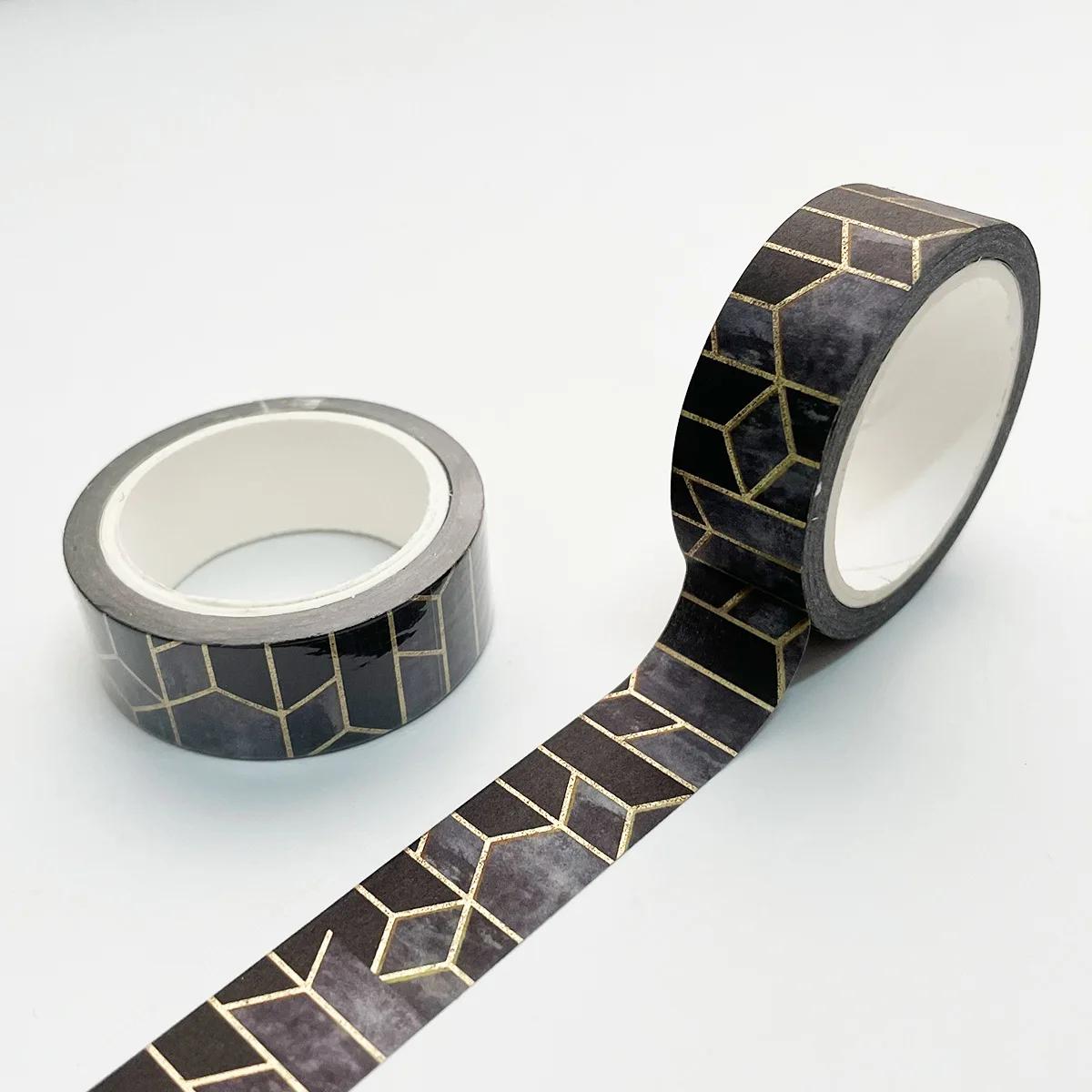 Złote taśmy samoprzylepne Washi Vintage Taśma maskująca Kreatywna taśma papierowa DIY Taśma do scrapbookingu Japońskie naklejki Washitape 15mm X 7m black