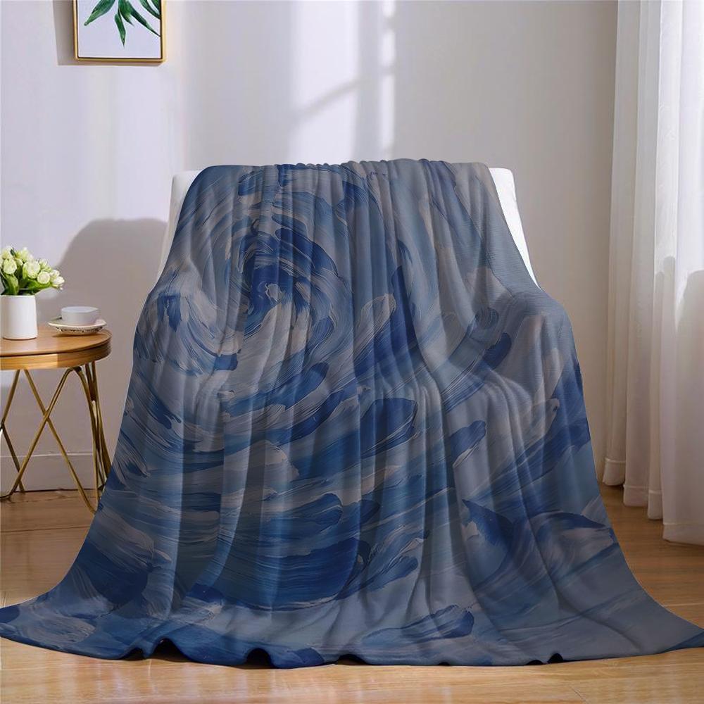 Blue Swirl Flannel Blanket Warm Soft Halloween Christmas Couch Warm Cozy Decorative Decor Gift for All Season