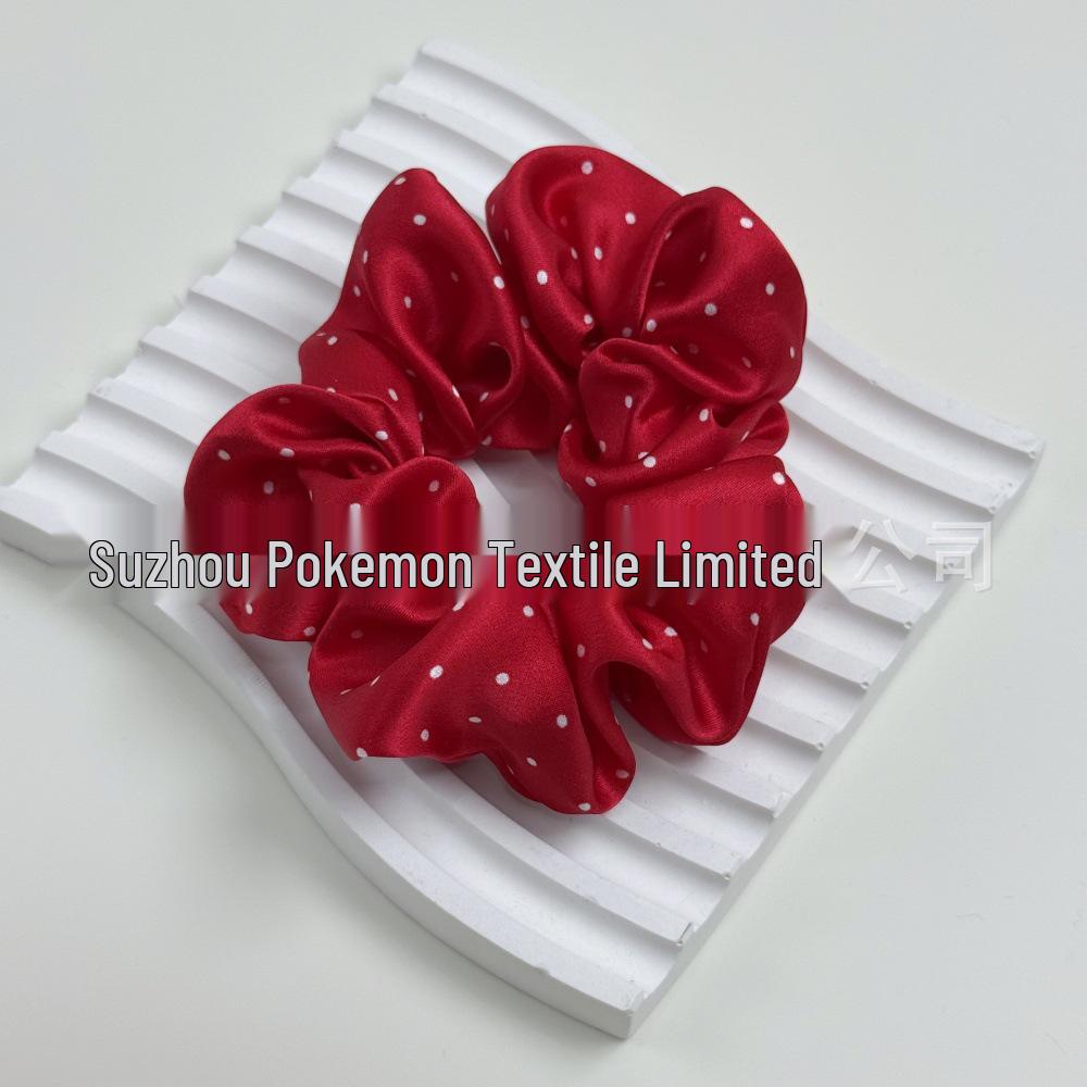 Korean Style Polka Dot Silk Scrunchie - 100% Mulberry Silk, Available in Large, Medium, Small Sizes (19 Momme)