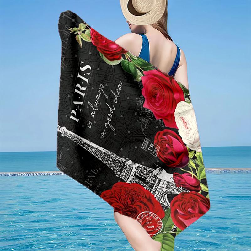 Pariser Eiffelturm Romantik Strandtuch, Superweiche Mikrofaser, Geschenk für Sie/Ihn, Geburtstag, für Pool, Strand, Reisen, Heimdeko Fan-Geschenke