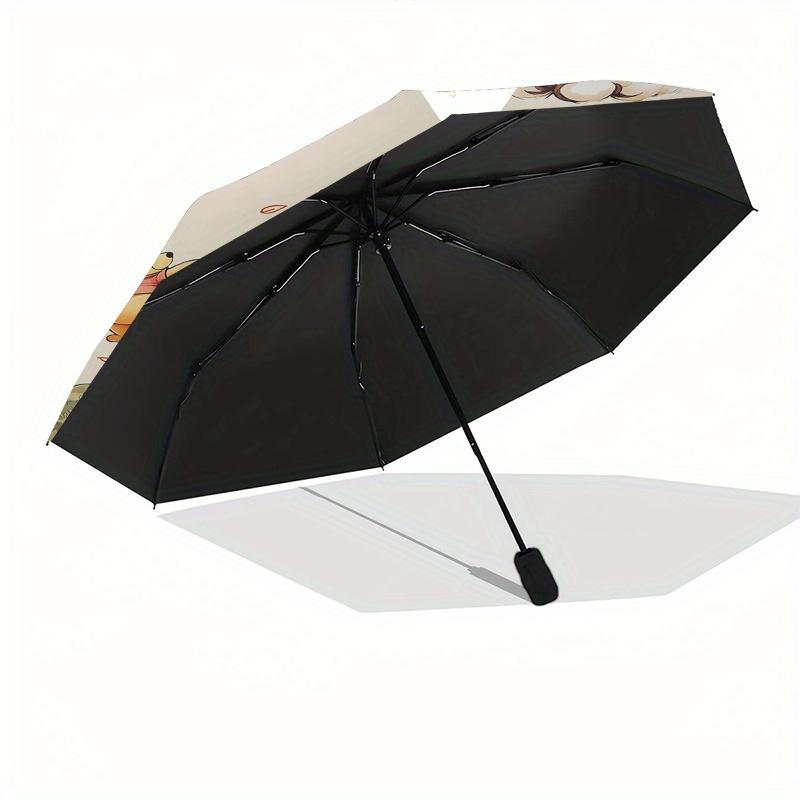 Winnie-the-Pooh, Honey Automatic Opening and Closing Umbrella - 8 Ribs Portable Folding Umbrella with Plastic Handle, Suitable for Leisure a