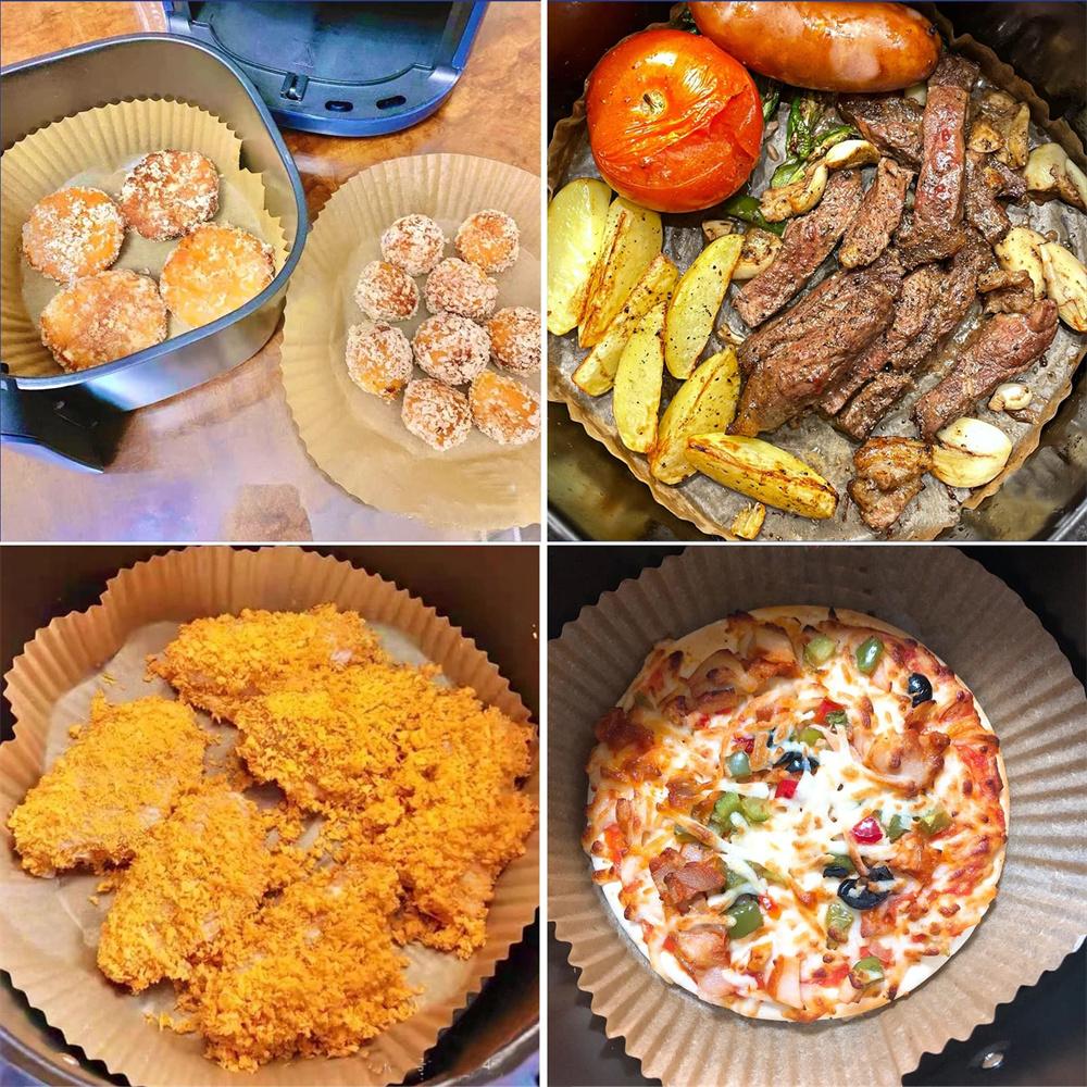 50/100/200pcs Disposable Air Fryer Paper Round Non-Stick Special Paper Food Silicon Oil Paper Air Fryer Liners Baking Paper