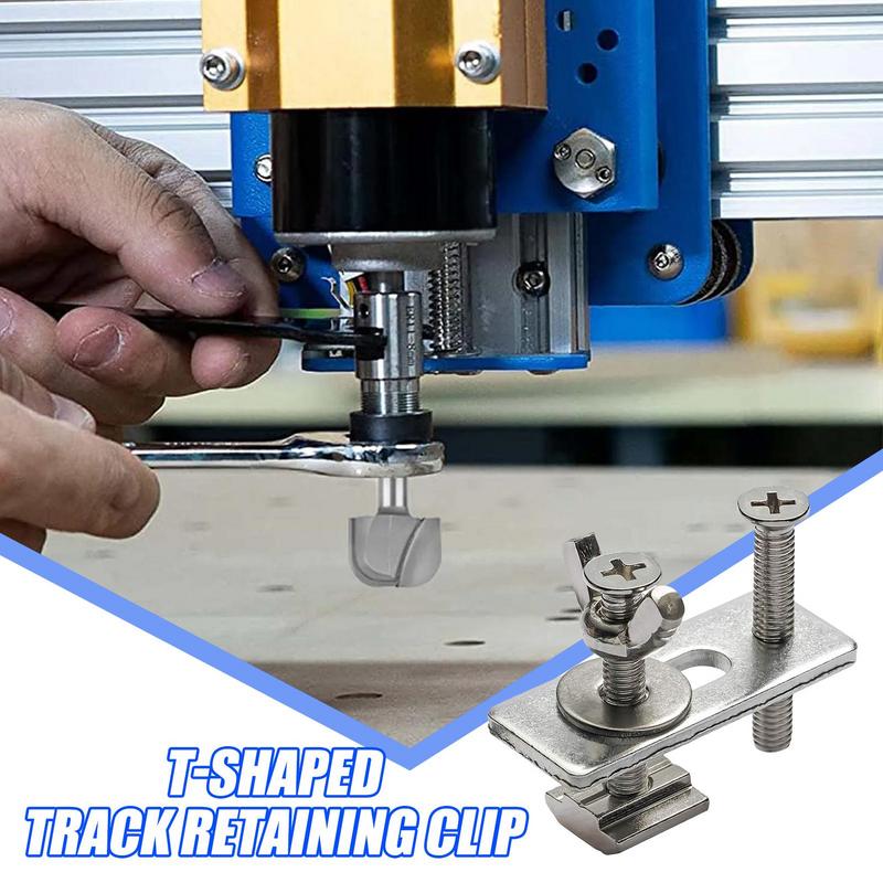 

4 Pcs T-Track Hold Down Clamp Kit Press Plate for Table Saw Engraving Drill Press Clamp T Track Accessories CN