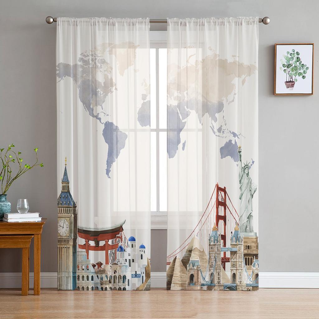 Japan Rote Sonne Geisha Frau Drache Bambus Chiffon Gardinen für Wohnzimmer Schlafzimmer Dekor Fenster Voile Tüll Vorhang Vorhänge