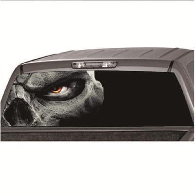 Perforated Skull Graphic Rear Window Decal Wrap Sticker For Suv Truck 135X36 Cm