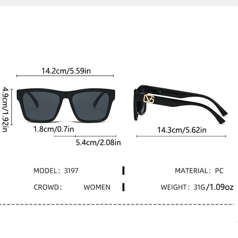 New Sunglasses Fashion Letters Decorative Square Frame Uv Sunglasses For Women 3197