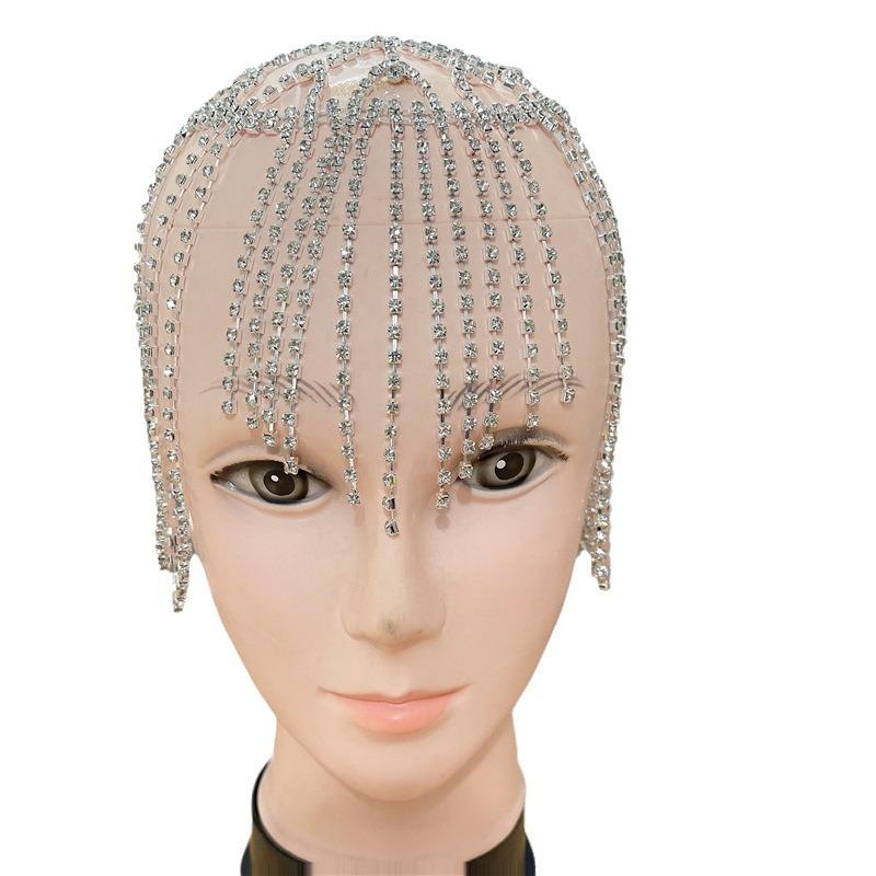 European And American Jewelry, Full Diamond Long Fringed Hair Chain, Exaggerated Forehead Chain Rhinestone Headband Women'S Hair Chain