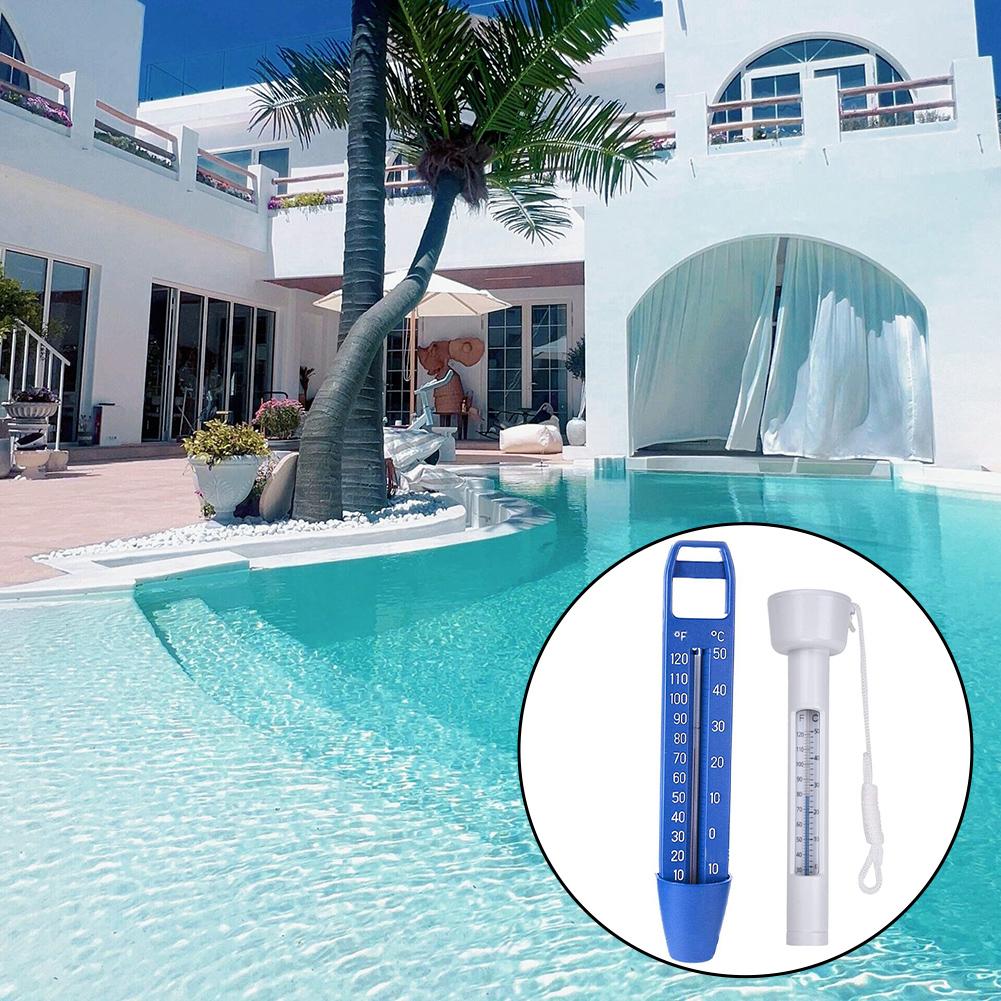 25cm 4cm Pool Thermometer Set Floating Water Temp Gauge Blue Long White Compact Accurate Reading Outdoor Spa Monitor Tool Kit